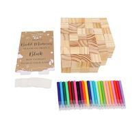 Alomejor Set di Giochi Fai-da-te per Bambini da 147 Pezzi, 80 Blocchi di Legno 42 Stencil 24 Pennarelli Ad Acquerello 1 Cartello Decorativo per attività di Festa Baby Shower
