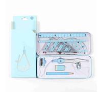 Alomejor Set di Kit di Geometria Matematica con Compasso Ergonomico (BLUE) | 8 pezzi, include righelli, goniometro, matita, gomma, plastica resistente, per studenti e insegnanti