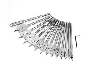 Alomejor Set di Punte per Legno Piatte, 6-25mm Acciaio Al Carbonio