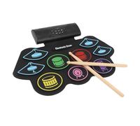 Alomejor Set Pad Per Batteria Elettronica, Tappetino Per Batteria Arrotolabile Ricaricabile Con 7 Toni Di 10 Canzoni Demo Uscita MIDI, Con Bacchetta E Pedale, Per Bambini (Spina europea)