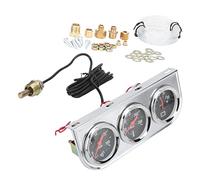 Alomejor Set Universale Triplo Manometro da 2 Pollici con Pressione Dell'olio, Temperatura Dell'acqua e Misuratore AMP per Veicoli a 12 V, Alta sensibilità, Design Cromato e Nero