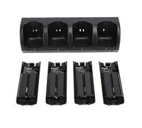 Alomejor Stazione di Ricarica per Telecomando Comoda Stazione di Ricarica Dock 4 in 1 per Batteria Batteria a Lunga Durata per Telecomando Cavo di USB per Giocatori (BLACK)