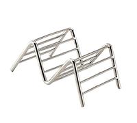 Alomejor Supporto per Taco a Forma di V in Acciaio Inossidabile Supporto a Doppio Scopo Antiruggine per Materiale Alimentare per Ristoranti Domestici (1-2 griglie 6,3x9,5x4,5 cm/2,5x3,7x1,8 pollici)