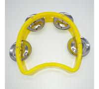 Alomejor Tamburello, Strumento a Percussione Portatile in Plastica con 4 Campanelli per Bambini, Scuola, Feste, Concerti Ed Educazione Musicale (YELLOW)