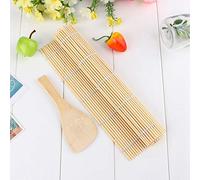 Alomejor Tappetino in Legno per Sushi con Kit di Paletta per Riso | Materiale in legno resistente, tappetino riutilizzabile, ideale per preparare il sushi, facile da usare, design antiaderente