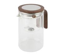 Alomejor Teiera in Vetro con Supporto in Legno per Preparare e Servire Facilmente Teiera Trasparente da 800 Ml con Colino per gli Appassionati di tè, Coperchio in Acciaio Inossidabile