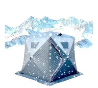 Alomejor Tenda da Pesca sul Ghiaccio Isolata Resistente al Doppi Fori di Ventilazione Design della Porta del Riscaldatore per Legna da Ardere Facile da Retrarre per 5-8 Persone Grigio Pentagonale