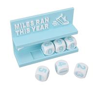 Alomejor Tracker del Chilometraggio della Corsa da Scrivania, Display dei Progressi Fitness in PLA con Blocchi Numerici per i Corridori Che Registrano i Dati di Allenamento Annuali (Ciano)