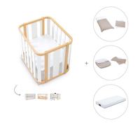 Alondra - Crea Pack Culla Lettino 4in1 + Materasso + Tessile - Legno Bianco Con Tessile Arena