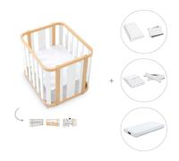 Alondra - Crea Pack Culla Lettino 4in1 + Materasso + Tessile - Legno Bianco Con Tessile Natura