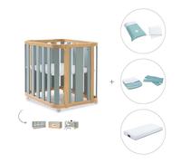 Alondra - Crea Pack Culla Lettino 4in1 + Materasso + Tessile - Legno Verde Con Tessile Mare