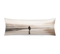 Alone at The Beach - Federa per cuscino per il corpo, ultra morbida, traspirante, lunga, con cerniera, decorativa, per camera da letto, divano, 48 x 135 cm