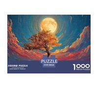 Alone Tree Stands on The Water 1000 Pezzi Cartoncino Premium Puzzle Oil Painting Style Tree Sfida Unica Gioco Creativo Puzzle Per Adulti E Bambini 38x26cm/1000pcs