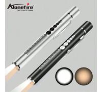 Alonefire P62 2-in-1 Torcia a LED ricaricabile USB bianca/giallo caldo con batteria integrata, stile penna, ricarica USB, adatta per campeggio, esame della pupilla del medico, campeggio all'aperto, es