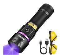 Alonefire SV116 60W Torcia UV LED Potente Professionale 365nm USB C Ricaricabile Lampada Ultravioletti per Resina, Pesca, Fluorescina, Rilevatore di Urina,Minerali con Occhiali Protettivi UV,Batteria