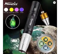 Alonefire SV124 Luce rilevatore di giada, 4 modalità, luce ricaricabile da 365nm per identificazione della giada, torcia UV a LED ultravioletta per rilevare smeraldi, gioielli e ambra, attrezzatura da