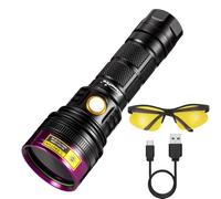 Alonefire SV18 12W 365nm Torcia UV Professionale Ricaricabile USB Lampada Ultravioletta Blacklight Luce Nera Rilevatore di Urina per Resina Indurimento con Occhiali Protettivi UV, Batteria Inclusa