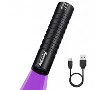 Alonefire SV99 3W Torcia UV LED Piccolo Professionale 365nm USB C Ricaricabile Portatile Mini Lampada Ultravioletti per Resina, Pesca, Fluorescina, Rilevatore di Urina, Minerali con Batteria Integrata