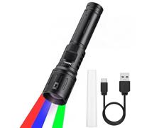 Alonefire X94 RGB Luce Rossa Luce Verde Luce Blu Lampada Luce Rossa Torcia Multicolore 4 in 1 USB C Ricaricabile Modalità Stroboscopica Zoomabile con Batteria per Osservazione Notte, Animali