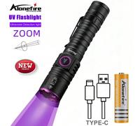 Alonefire Zoom 5W 365nm/395nm Torcia LED UV ad alta luminosità, ricaricabile USB Type-C, ad alta potenza, per individuare inchiostro invisibile, macchie d'olio, perdite, fluorescenza UV di animali dom
