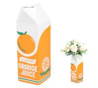 Alongen Succo d'arancia Vintage Juice Box Vaso da fiori carino creativo decorazione dolce vaso in ceramica multiuso - Vaso decorativo per soggiorno cucina fiori freschi fiori secchi 7 x 21,5 cm