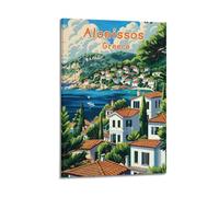 Alonissos Grecia, poster artistico da parete in stile vintage, stampa artistica da parete su tela, decorazione moderna per la casa, 50 x 75 cm