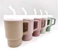 Aloonii Super Sipper - Bicchiere con cannuccia in silicone, elegante e funzionale, per bambini, colore: Latte