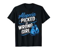 Alopecia Warrior Strong Girl Empowerment Consapevolezza Blu Maglietta