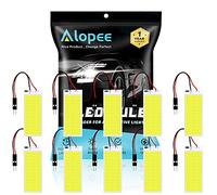Alopee 10-Pack White 250Lums COB 36-SMD 12V DC LED Light per Auto Car Interior Lighting Panel Cupola Lampada Mappa Tetto Plafoniera Lampadina con 10 X T10, Festoon Adapter