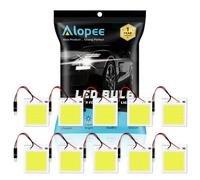 Alopee 10-Pack White 300Lums COB 48-SMD 12V DC LED Light per Auto Car Interior Lighting Panel Cupola Lampada Mappa Tetto Plafoniera Lampadina con 10 X T10, Festoon Adapter
