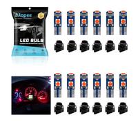 Alopee Confezione da 12 Lampadine LED T5, Lampadina Cruscotto Rossa, Lampadina LED T5 74 con Attacco 286 W3W 2721 2723 Lampadina 12V 3030 3SMD per Cruscotto Auto LED Lampada Strumento Auto