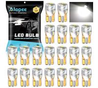 Alopee Confezione da 20 Lampadine T10 Led W5W 12V Bianco Auto Lampadine Posizione Led, Mini Acrilico Ricambio per 194 168 T10 2825, Spia del cruscotto, Luci Targa, Luci del Bagagliaio, Luci Porta