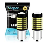 Alopee Lampadina P21W LED 9V-30V - Senza Polarità 144 SMD 3014 Bianco Brillante per Luce di Retromarcia, Luce di Stop e Indicatori di Direzione BA15S, Compatibile con 1156/1141/7506 (Confezione da 2)
