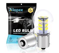 Alopee Lampadina P21W LED 9V-30V - Senza Polarità 33 SMD 2835 Bianco Brillante per Luce di Retromarcia, Luce di Stop e Indicatori di Direzione BA15S, Compatibile con 1156/7506 (Confezione da 2)