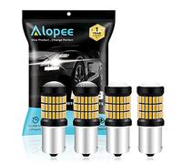 Alopee Lampadina PY21W LED 9V-18V - Senza Polarità 60 SMD 4014 Giallo Brillante per Indicatori di Direzione BAU15S, Compatibile con RY10W/1056/7507/12496 (Confezione da 4)