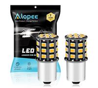 Alopee Lampadina PY21W LED 9V-30V - Senza Polarità 33 SMD 2835 Giallo Brillante per Indicatori di Direzione BAU15S, Compatibile con RY10W/1056/7507/12496 (Confezione da 2)