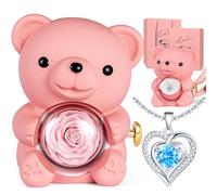 Aloskart Orsetto di Rosa Eterna con Collana a cuore, Regalo Donna