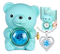 Aloskart Orsetto Rosa Eterna con Collana, Regalo San Valentino per lei, Blu