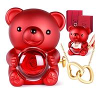 Aloskart Orso di Rosa Eterna con Collana a cuore, Orsetto Rosa Eterna Stabilizzata, Regalo San Valentino per lei, Idee Regalo Donna Compleanno, Regalo Natale per Moglie Mamma Fidanzata, Anniversario