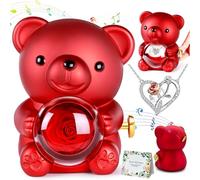 Aloskart Orso Rosa Eterna Carillon con Collana,Orso di Rose Carillon
