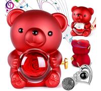 Aloskart Orso Rosa Eterna con Collana e Scatola Musicale Meccanica
