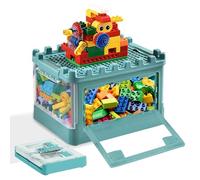 alouweekukky Bambini Scatole Plastica con Coperchio per Lego, Giocattoli Pieghevoli Contenitori Trasparenti, Plastica per Bambini Contenitore con Coperchio, Doppie Aperture con Pulegge