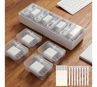 Alouxop 8 scatole organizer per cavi individuali con base, organizer per cavi con etichette e cinghie per cavi di ricarica, adattatori, auricolari (8 cavi singoli, 2 pezzi)
