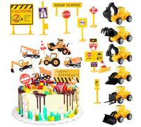 Alovez Escavatore di compleanno, decorazione per cantieri, cartelli stradali, gnomi, accessorio per porta gnomo
