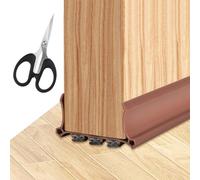 Alovez Paraspifferi per porte, 100 cm, paraspifferi per porta, guarnizione inferiore con scopa e forbici per porte di 3,5-5,5 cm di spessore e spazio inferiore di 0,3-2 cm (marrone)