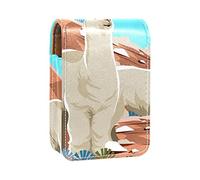 Alpaca at The Desert - Custodia per rossetto, portatile, da viaggio, con specchio, mini scatola portaoggetti per rossetto da donna, Multicolore, 9.5x2x7 cm/3.7x0.8x2.7 in