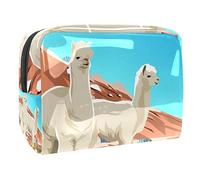 Alpaca at The Desert - Trousse da donna, per articoli da toeletta da viaggio, grande, in PVC, con cerniera, Multi, 18.5x7.5x13cm/7.3x3x5.1in, Beauty case