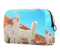 Alpaca at The Desert - Trousse da donna, per articoli da toeletta da viaggio, grande, pratica borsa organizer con cerniera, Multi, 18.5x7.5x13cm/7.3x3x5.1in, Beauty case
