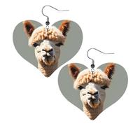Alpaca avatar - Orecchini pendenti in pelle a forma di cuore, eleganti e leggeri, per donne e ragazze, taglia unica, in pelle, senza pietre preziose