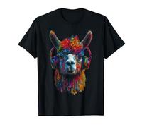 Alpaca Carino Motivo Astratto Animale Musica Cuffia Art Alpaca Maglietta
